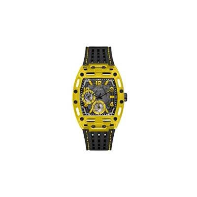 Imagen de Guess Phoenix Reloj, Hombre, Talla: One Size, Black matte/yellow