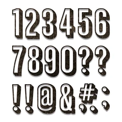 Imagen de Sizzix Set de Troqueles Thinlits 21 pzas 664808 Alfanumérico números sombra Tim Holtz, Plástico Papel, Talla única