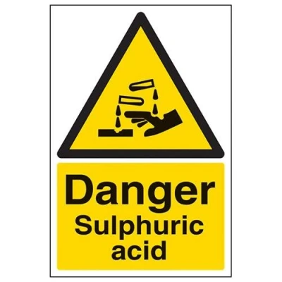 Imagen de vsafety 6 a038au s &quot;peligro ácido sulfúrico&quot; ADVERTENCIA sustancia y químicos señal, vinilo autoadhesivo, vertical, 200 mm x 300 mm, Negro/Amarillo