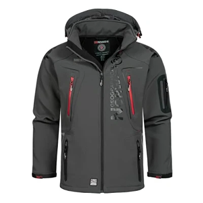 Imagen de Geographical Norway River &amp; Forrest Chaqueta de softshell para hombre, transpirable, resistente al viento, impermeable, hombres negro. M