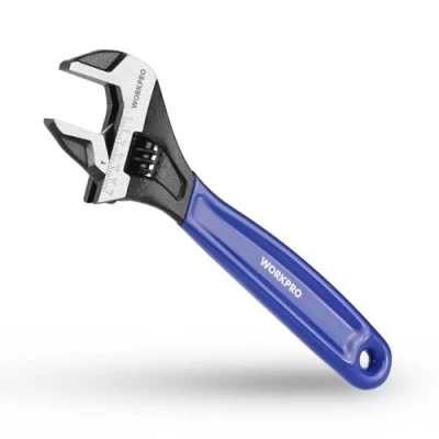 Imagen de WORKPRO Llave Inglesa de 200 mm, Ajustable Cr V, Métrica Boca Ancha 30 con Mango Ergonómico Suave