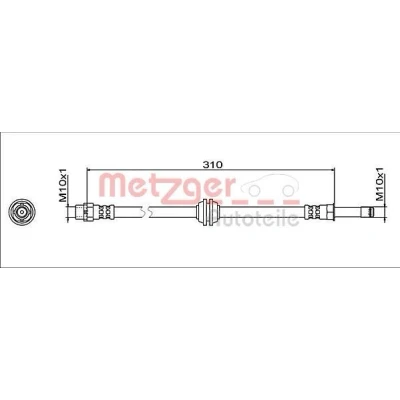 Imagen de METZGER 4112063 Latiguillos de Freno Eje trasero izquierda, trasero, derecha 310 M10x1