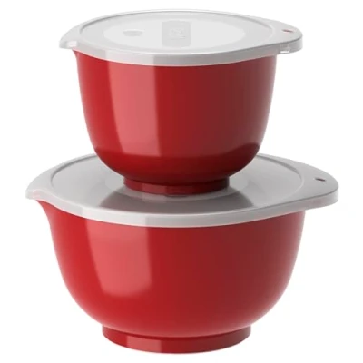 Imagen de Rosti Margrethe Juego de cuencos para mezclar (4 piezas, con 2 y tapas, plástico reciclable, 1,5 3 L), color rojo