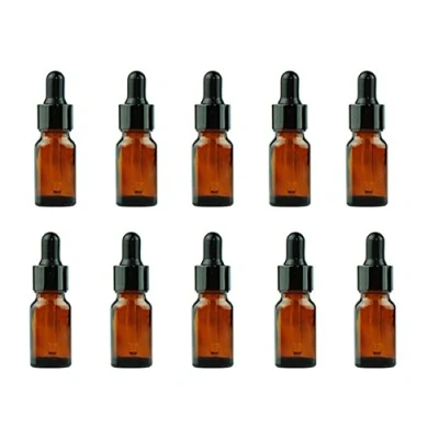 Imagen de Botellas de cristal 10 ml ámbar para maquillaje y cosméticos con tapón ojos uso en aceites esenciales aromaterapia