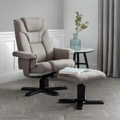 Imagen de Julian Bowen Sillón reclinable Malmo con taburete, lino gris
