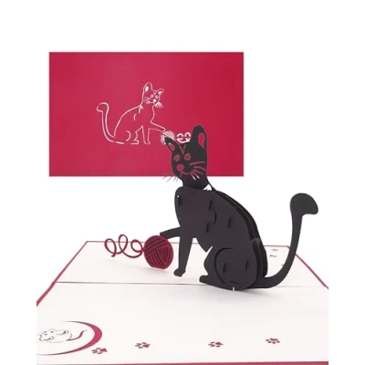 Imagen de &#039;Carte pop up Black Cat 3D Carte Chat, bon d&#039;achat, Invitation d&#039;anniversaire pour amateurs de chats
