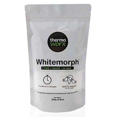 Imagen de Thermoworx Whitemorph 250 g. Bioplástico moldeable a mano. Derretir, moldear y reutilizar