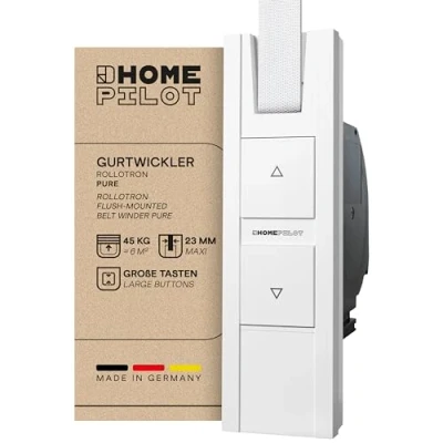 Imagen de HOMEPILOT RolloTron Pure Motor eléctrico para persianas enrollables. Accesorio Smart Home ¡también apto instalaciones posteriores! Capacidad de carga: 45 kg