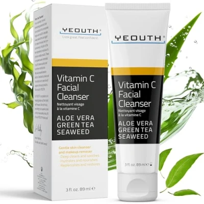 Imagen de YEOUTH Limpiador Facial Vitamina C con Aloe Vera, Fórmula Suave Para Todo Tipo de Piel Luminosa, Elimina Impurezas, Hidratación y Limpieza 89ml
