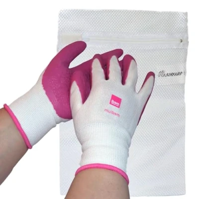 Imagen de Medi Guantes textiles (par) para una Fácil colocación de medias compresión, incluye red lavandería Olanmarp manejo (guantes talla L)