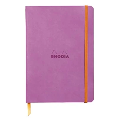 Imagen de RHODIA 117411C Carnet Souple Lilas A5 Ligné 160 pages Papier Clairefontaine Ivoire 90 g/m² Marque Page, Fermeture Élastique Couverture Simili Cuir Collection Rhodiarama