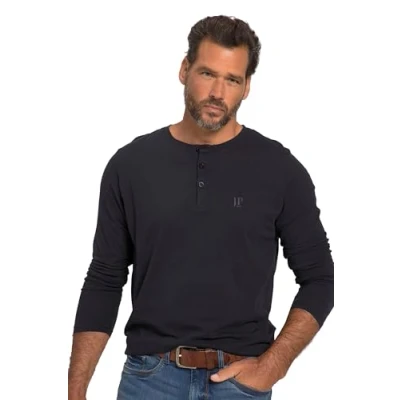 Imagen de JP 1880 Henley, básica, Camiseta, Manga Larga, Tapeta de Botones, hasta la Talla 8 XL Marina Oscuro L 702555730