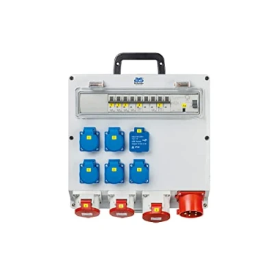 Imagen de as Schwabe 61524 Distribuidor de pared (CEE 400 V/32 A/22 kW, salida 5 Schuko, 2 CEE (400 V/16 A/5 pines), 1 x USB Caja distribución IP44,