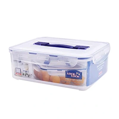 Imagen de Lock &amp; Hermético 2059098 PP clásico rectangular Caja con estante de drenaje y mango plástico transparente 30 x 23 10 cm