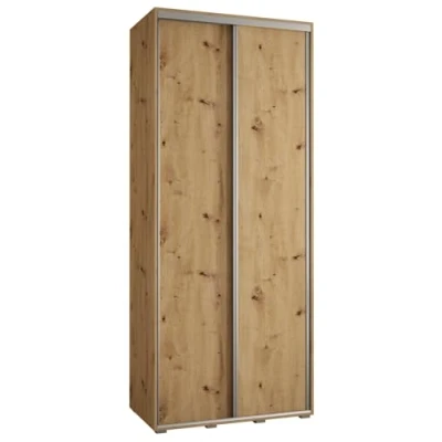 Imagen de ABIKSMEBLE Davos 1 100 Armario Correderas Doble para Dormitorio Moderno, Barra y Estantes 235,2x100x45 cm Artisan Plateado