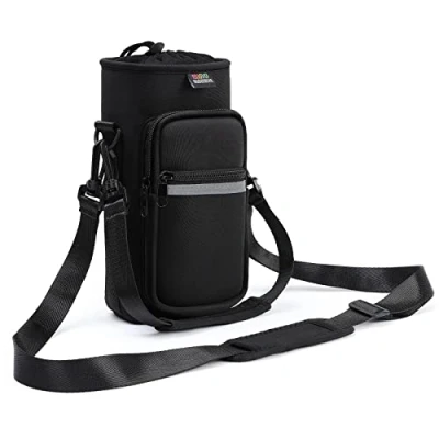 Imagen de Nuovoware 40 OZ Bolsillo de Botella Agua Portátil Neopreno, Correa Hombro a Prueba Caída, Funda Impermeable Protecdora para Viaje al Aire Libre Negro