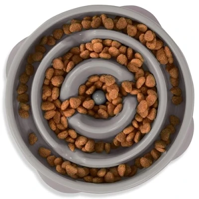 Imagen de Outward Hound Fun Feeder Slo Bowl Comedero con obstáculos para perros Gris Mediano/mini