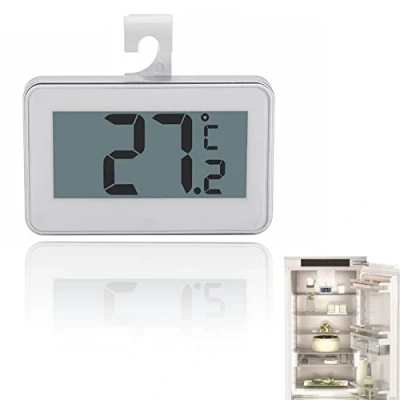 Imagen de Termómetro Digital Para Nevera, Nevera con Pantalla LCD y Gancho de Alarma Antihielo Interiores, Exteriores, Hogar, Restaurantes, Bares, Cafeterías (Blanco)