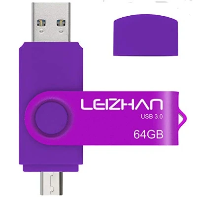Imagen de LEIZHAN Memoria USB 3.0 64GB,Pendrive OTG 2 in 1 Flash Stick para Samsung Huawei Android PC Tableta Mac 64GB（Morado
