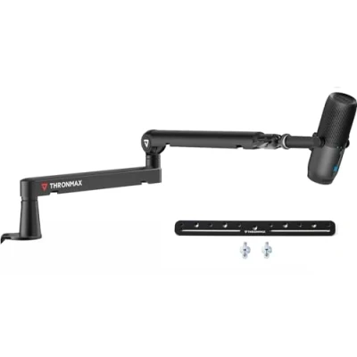 Imagen de THRONMAX Twist S6 Brazo Micrófono Perfil Bajo, Soporte de Robusto Plegado 360º con Montaje Versátil, 1/4&quot; 3/8&quot; 5/8&quot; Acero inoxidable por Blue Yeti,Elgato,Universales,Negro