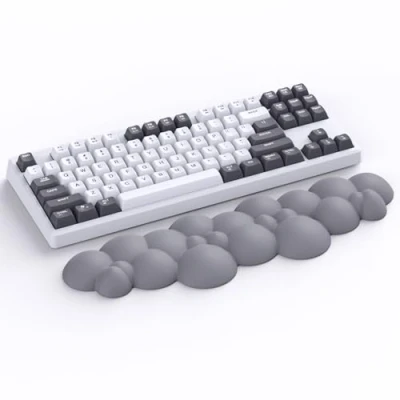 Imagen de ATTACK SHARK Reposamuñecas en la Nube, Antideslizante, Soporte Ergonómico para Muñeca, Descanso Palma de Mano Teclados Mecánicos TKL/Tamaño Completo, Teclado Gris