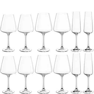 Imagen de Leonardo Paladino 066313 juego de 12 copas vino blanco, tinto y champán, aptas para lavavajillas, champán