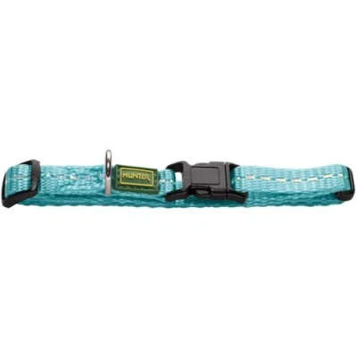 Imagen de HUNTER Tripoli Vario Basic Collar para Perro, de Nailon, Reflectante, Cierre a presión, tamaño XS S, Color Azul Claro