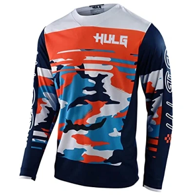 Imagen de Maillot De Ciclismo para Hombre/Camisetas Motocross Manga Larga, Bicicleta Montaña MX MTB, Material Ligero, Transpirable, Ajuste Holgado Cómodo (Orange,5XL)