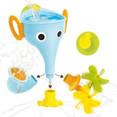 Imagen de Yookidoo Juguete baño FunEleFun Fill &#039;N&#039; Sprinkle Elephant Embudo con 3 Accesorios Intercambiables, diversión para el Que promueve Aprendizaje (Azul)