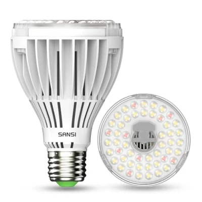 Imagen de SANSI Lampara de Plantas 350W, Bombilla Crecimiento LED 30W E27, Luz Interior Espectro Completo, Tecnológico COC, Ángulo Haz 60, PPF 47 μmol/s, Cobertura Vegetal: 2x3 Sq Ft