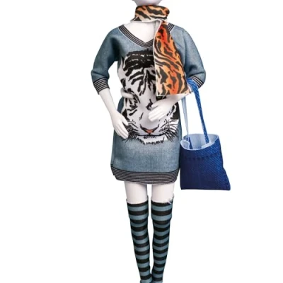Imagen de Vervaco Kit Making Couture Outfit Sally Tiger, Blanc, ca. 29,7 x 39 cm / 11,88&quot; 15,6&quot;