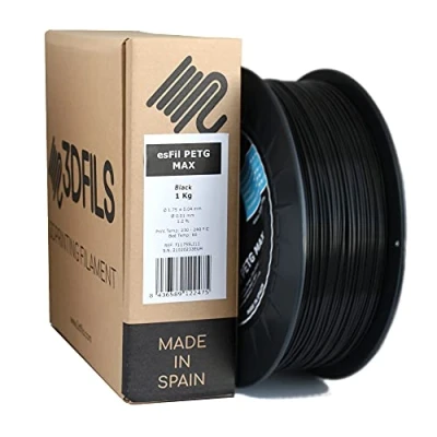 Imagen de 3DFILS Filamento PETG Negro para impresión 3D (1,75 mm / 1 Kg, Negro)