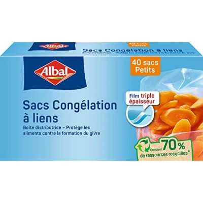 Imagen de Albal 40 bolsas de congelación con enlaces Modelo pequeño 1L Triple grosor Caja dispensadora 70% recursos reciclados