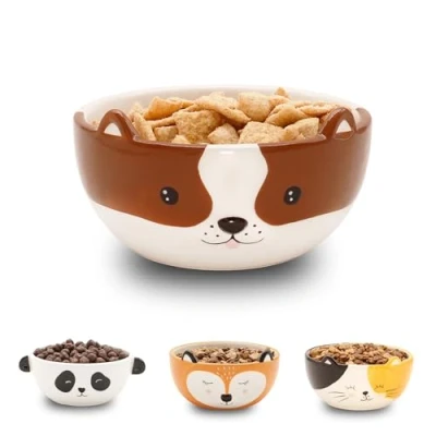 Imagen de Winkee cuenco para cereales perro, pequeño de cerámica con orejas gres bonito aspecto regalo cumpleaños, escolarización, Navidad, San Valentín