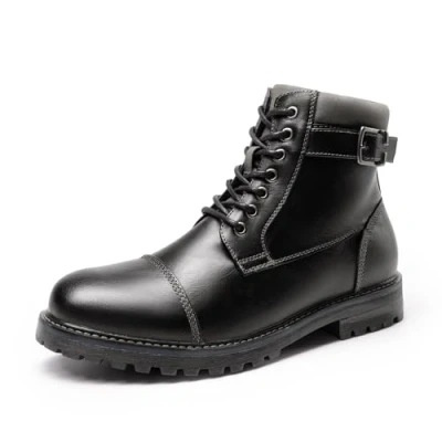 Imagen de Bruno Marc Botas de Militares Oxford Hombre Botines Moto Cordones con Cremallera Lateral,Size 46,Negro,ENGLE 05