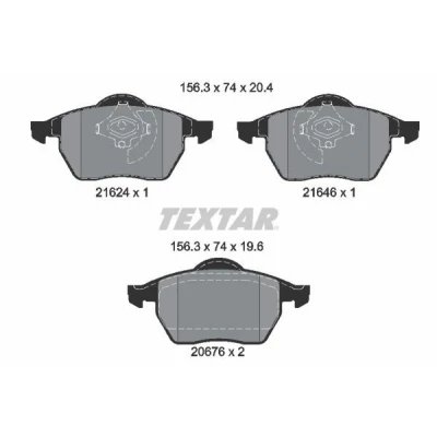 Imagen de TEXTAR 2162402 Juego de pastillas freno no preparado para indicador desgaste AUDI: A4 B5 Berlina, Avant, VOLKSWAGEN: Passat Berlina
