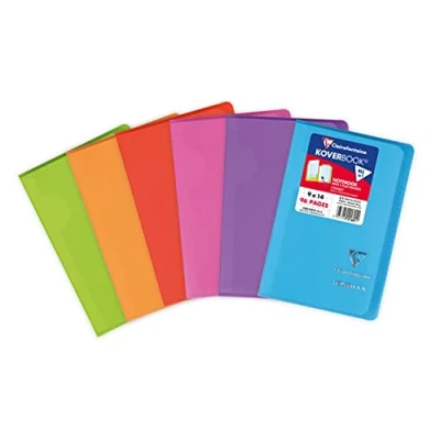 Imagen de Clairefontaine 921601C Cuaderno con grapa Koverbook (9 x 14 cm, 96 páginas, pequeñas baldosas, papel blanco, 90 g, cubierta envolvente Polypro Color aleatorio