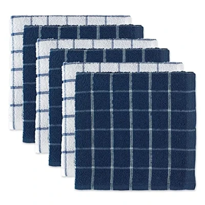 Imagen de DII Paño de cocina absorbente Terry Combo para ventana, multiusos, secado rápido y lavable a máquina, 30,48 x cm, azul marino 6 piezas