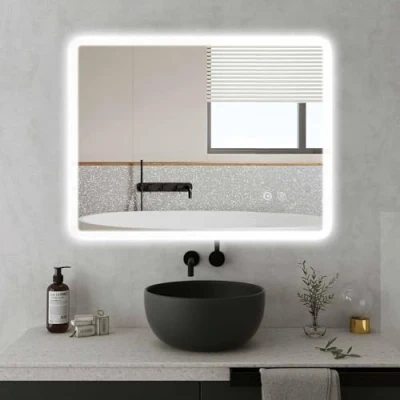 Imagen de Sanitemodar Espejo de Baño con LED 50x70cm, Tira Iluminación Ancho Uniforme, Pared Luces Tricolores, Anti vaho, Interruptor Táctil