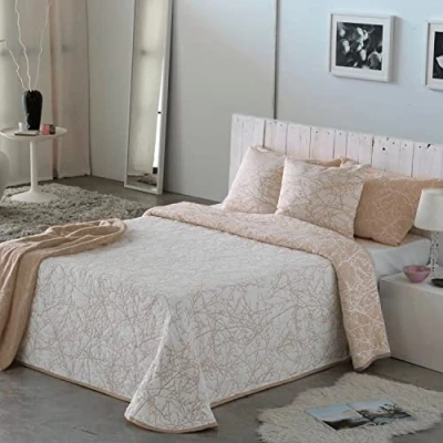 Imagen de VIALMAN Colcha Bouti Ligera Sofia 18 para Cama de Matrimonio 150 cm Tamaño 250 x 270 cm, Color Beige