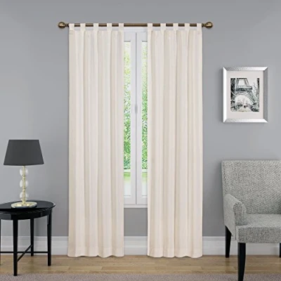 Imagen de Pairs to Go Montana Cortinas Decorativas Modernas para Ventana de Dormitorio o Sala Estar (2 Paneles), Algodón Poliéster, Natural, 30 in x 63 in, 2