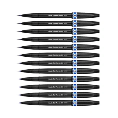 Imagen de Rotulador Pentel Artist con punta de pincel extrafina. Color azul.