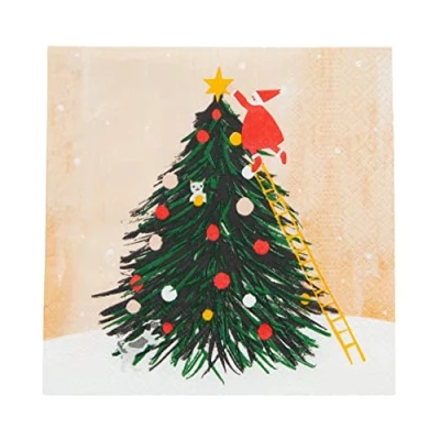 Imagen de Talking Tables servilletas de Papá Noel con árbol Navidad, paquete 20 papel reciclables, ecológicas, para mesa mesa, pasteles carne picada, niños y adultos, 33 x cm
