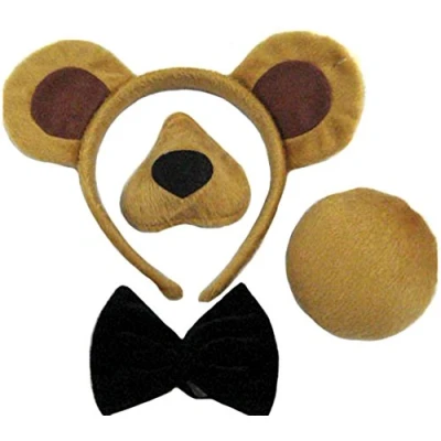 Imagen de Bristol Novelty Accesorios de disfraz oso (orejas, hocico, cola y pajarita), dibujo animado, multicolor (DS146)