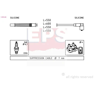 Imagen de EPS 1.499.246 Juego de Cables Encendido Made in Italy OE Equivalent RENAULT: CLIO 2, 3, TWINGO 1, DACIA: Sandero I, Logan I Berlina
