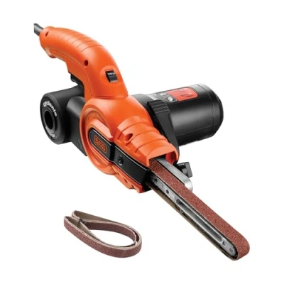 Imagen de BLACK+DECKER Lijadora de Lima 350W, Velocidad Variable 900 1600 rpm, Ancho Banda 13mm, Incluye 3 Bandas Lija y Sistema Recogida Polvo, KA900E