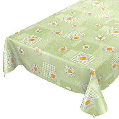 Imagen de ANRO Mantel de Hule (100 x 140 cm, 100 cm), diseño manzanilla, Color Verde