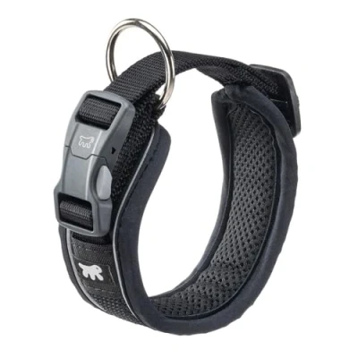 Imagen de Ferplast Collar Perro Genius C20/43, Reflectante, Transpirable, Ajustable, Cierre Magnetico Seguro con Hebilla Rápida, Collares para Perros Medianos, Suave Acolchado, Negro