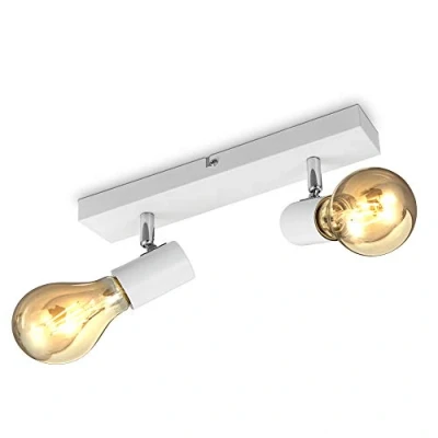 Imagen de B.K.Licht I Lámpara de techo giratoria vintage Luz retro 2 focos Bombilla E27 60 vatios Estilo rústico Foco no incluida