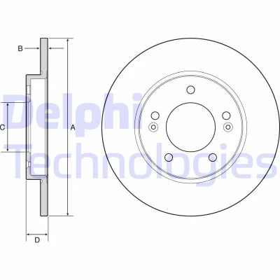 Imagen de DELPHI BG4949C Disco de freno 272 10 5 macizo revestido altamente carbonizado sin cojinete rueda, anillo sensor ABS HYUNDAI: i30 III Hatchback